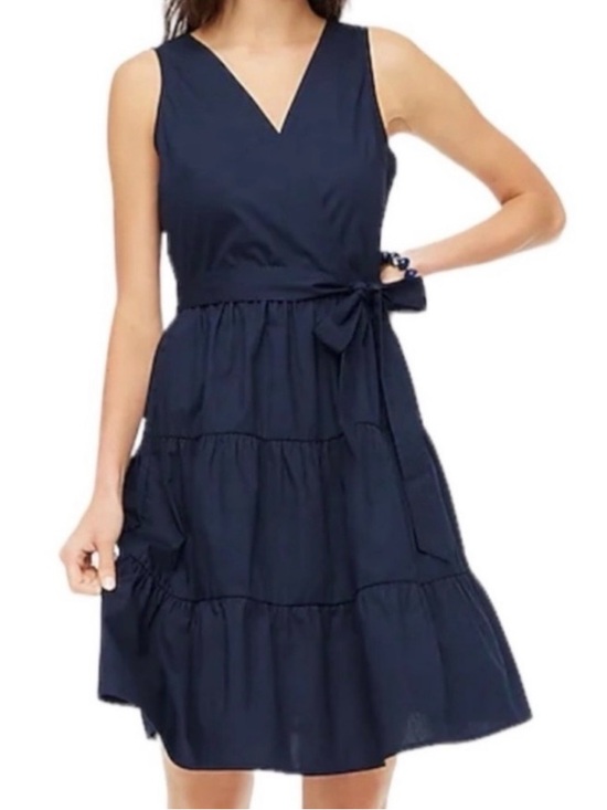J. Crew Factory Dresses & Skirts - J. Crew Factory Navy V-Neck Tiered Midi Dress with Waist Tie